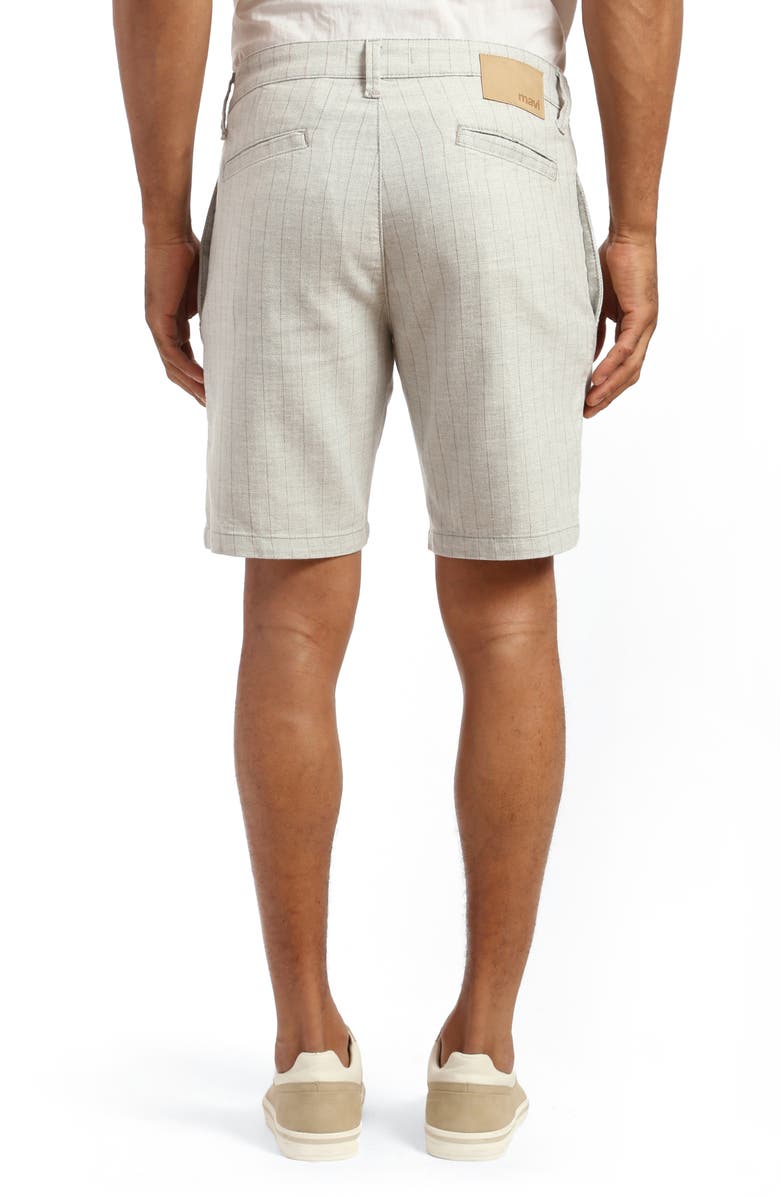 Mavi Jeans Noah Pinstripe Flat Front Stretch Twill Shorts, Alternate, color, Grey Stripe Linen