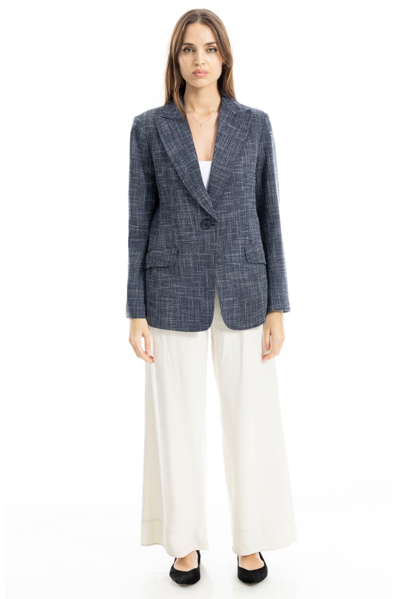 One Button Blazer, Alternate, color, DARK NAVY MELANGE