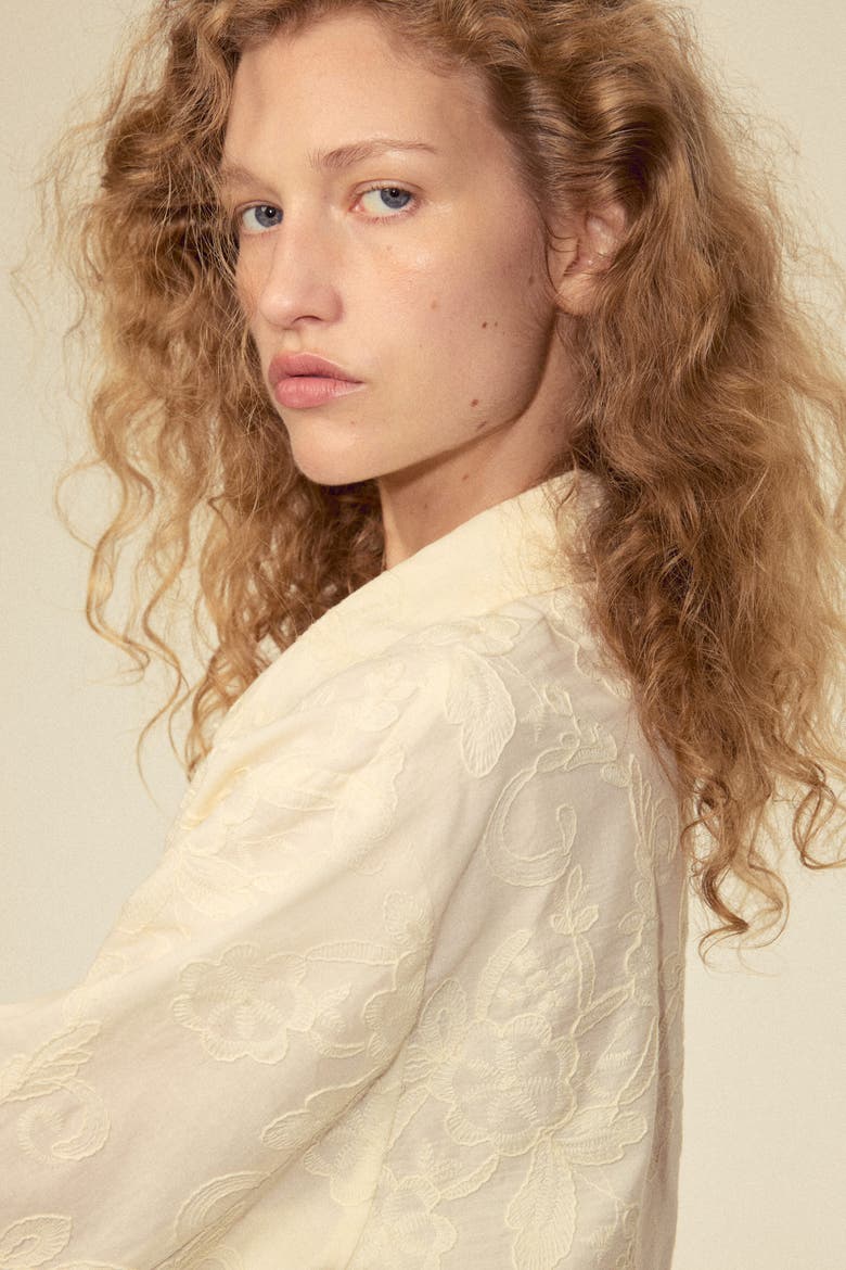 Embroidered Cotton Jacket, Alternate, color, Light beige