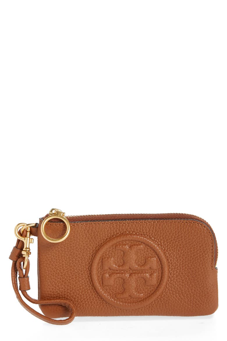 Perry Bombé Leather Card Case, Main, color, LIGHT UMBER