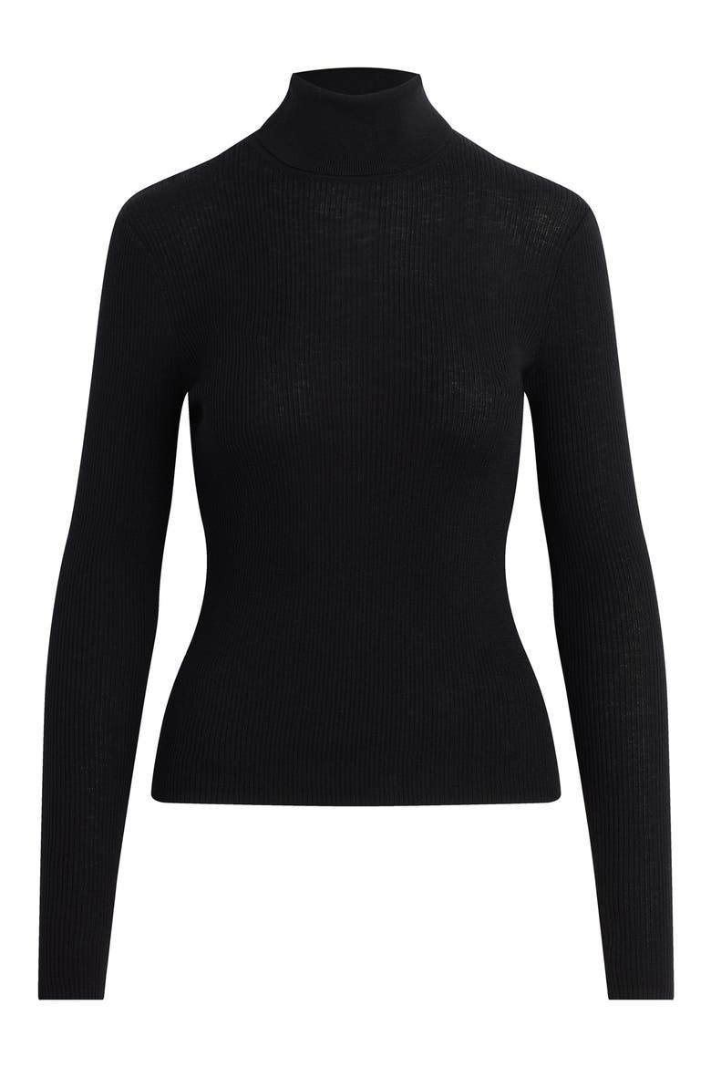 Amelia Rib Merino Wool Turtleneck Top, Alternate, color, BLACK