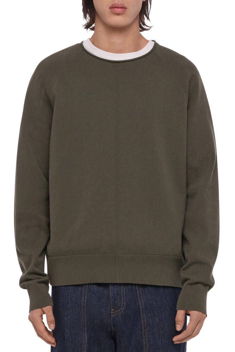 Pintuck Crewneck Sweater, Main, color, FOREST NIGHT