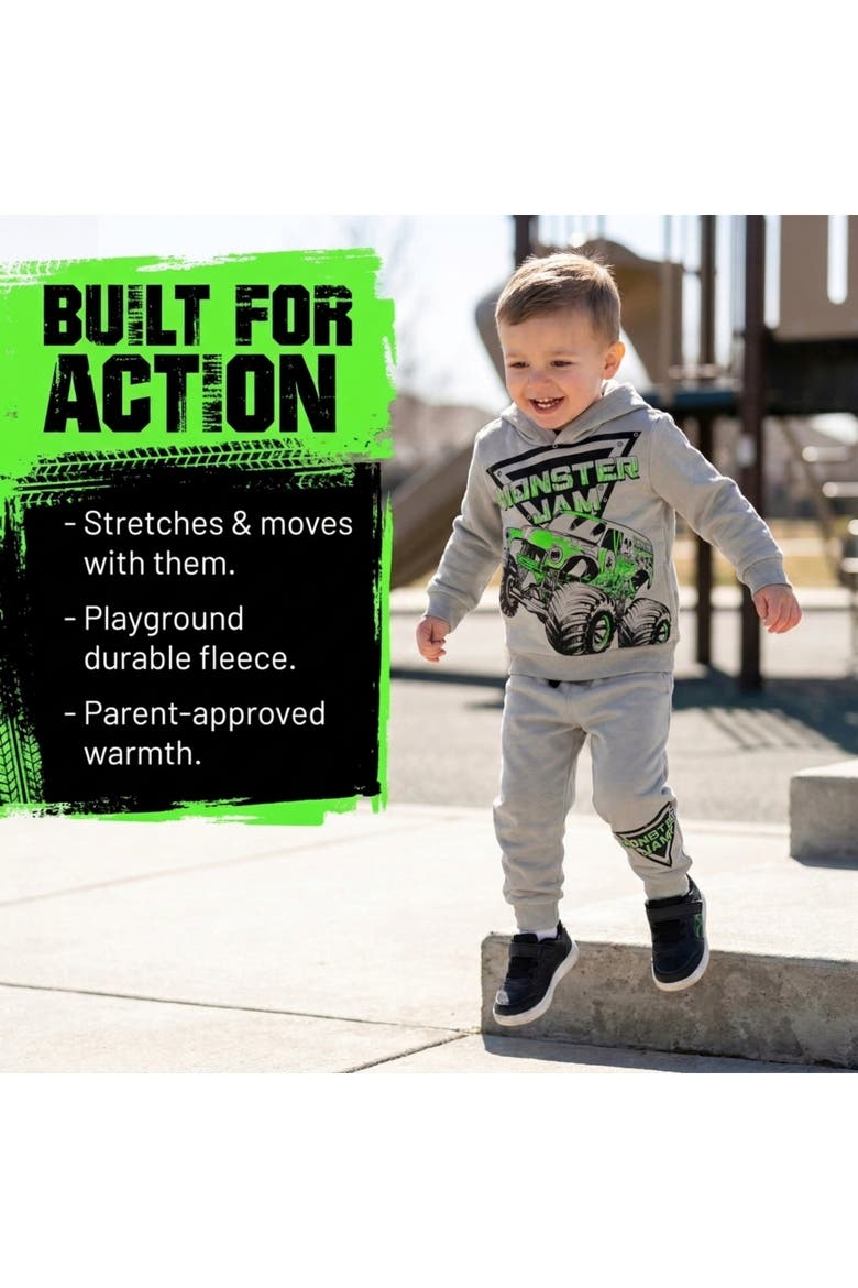 Fleece 2-Piece Hoodie and Pants Set, Alternate, color, Grey Grave Digger