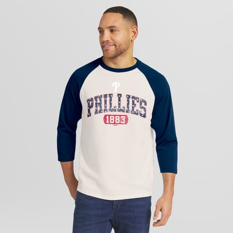 Men's Darius Rucker Collection by Fanatics Cream/Navy Philadelphia Phillies Americana 3/4-Sleeve Raglan T-Shirt