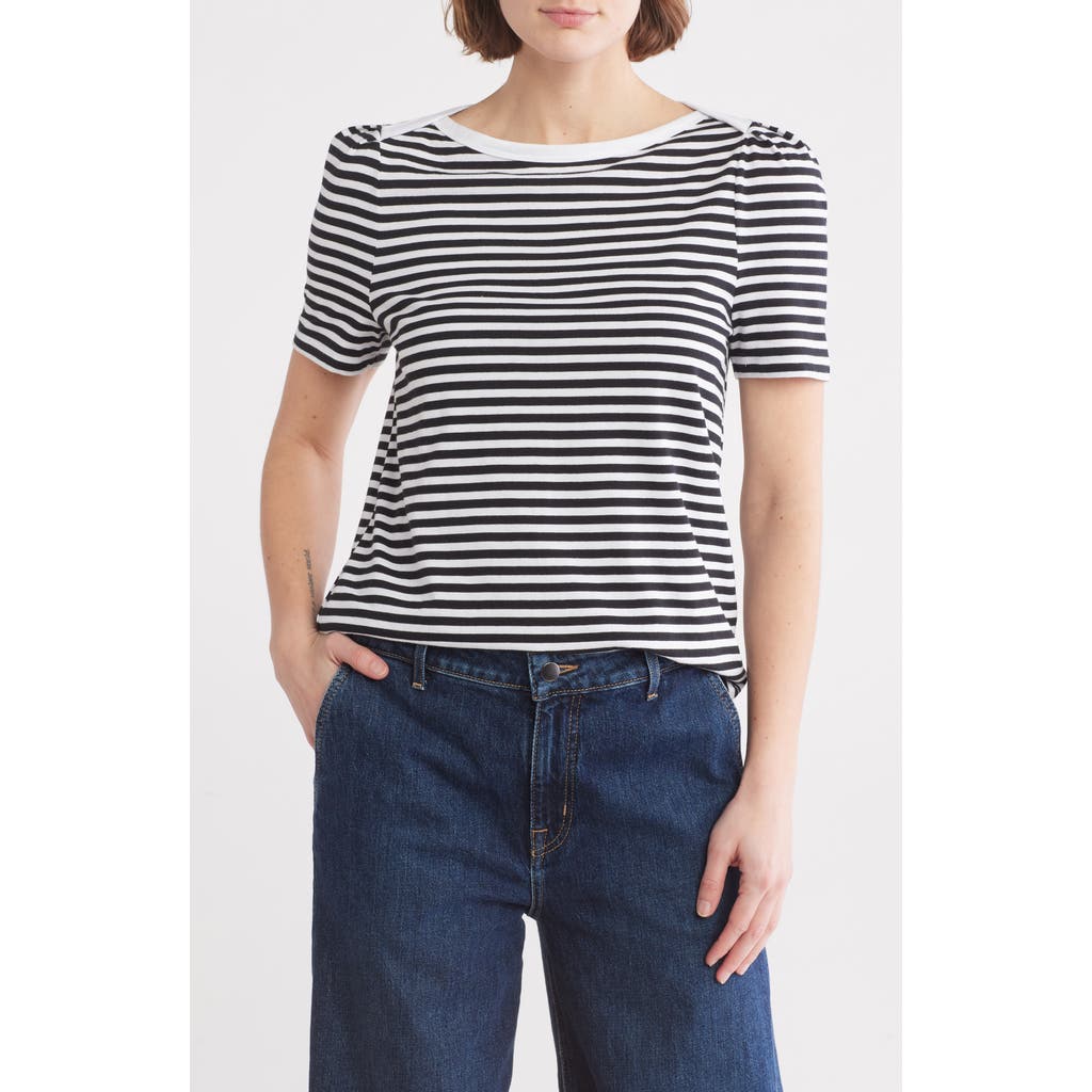 Shop Caslon ® Stripe Envelope Neck Knit Top In Black- White Brooke Stripe