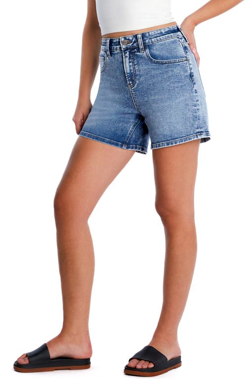 Hint Of Blu Swift High Waist Long Denim Shorts In Blue Gless