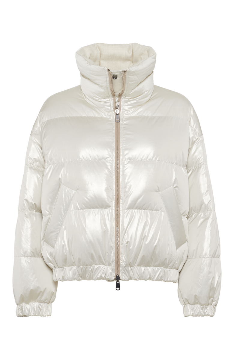 Brunello Cucinelli Sparkling canvas down jacket with monili, Main, color, 