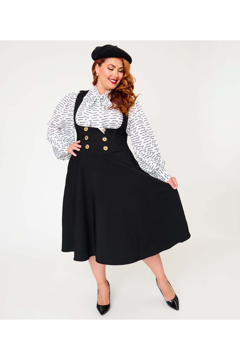 Plus Size Corset Pinafore Skirt, Main, color, Black Solid