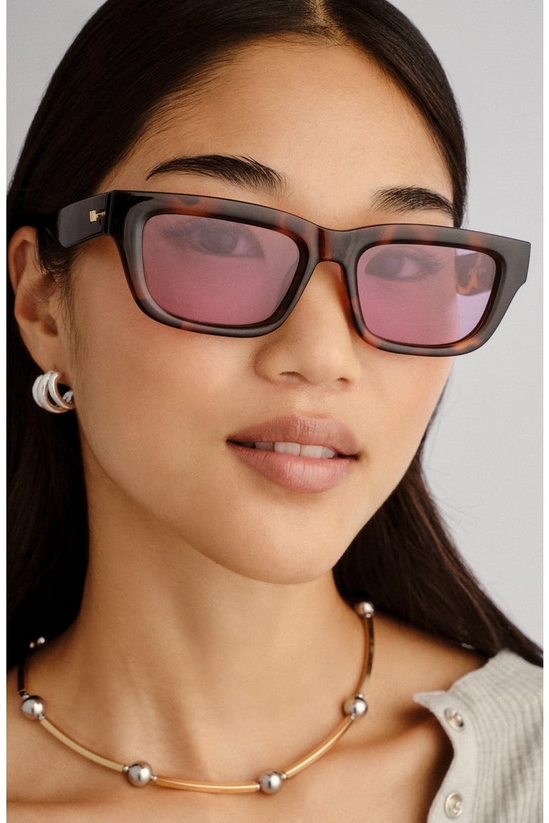 Le Castle 54mm D-Frame Sunglasses, Alternate, color, TORT / VIOLET MONO