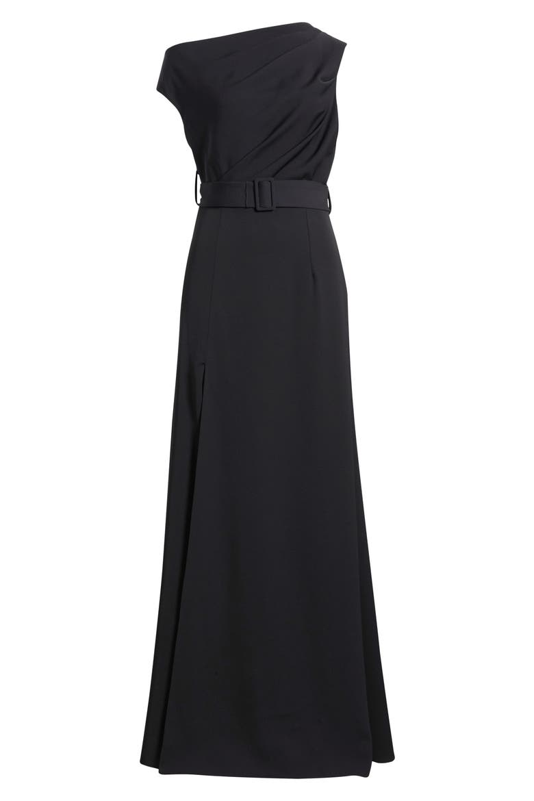 Caprina One-Shoulder A-Line Gown, Alternate, color, BLACK