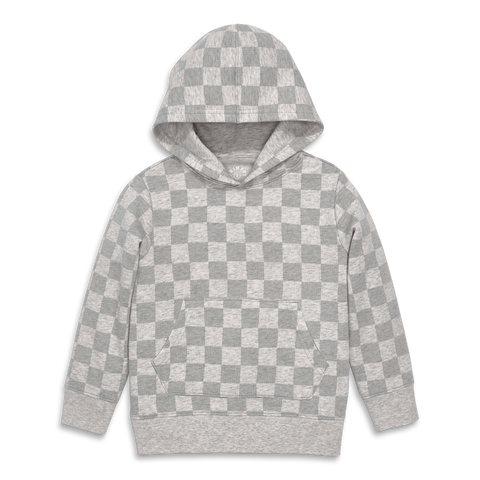Kids Cozy Fleece Pullover Hoodie In Checkerboard