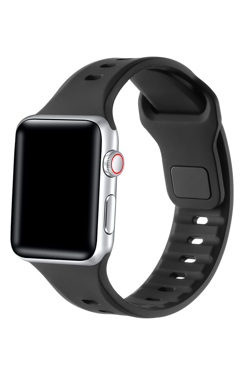 The Posh Tech Premium Silicone Apple Watch<sup>®</sup> Watchband, Alternate, color, Black