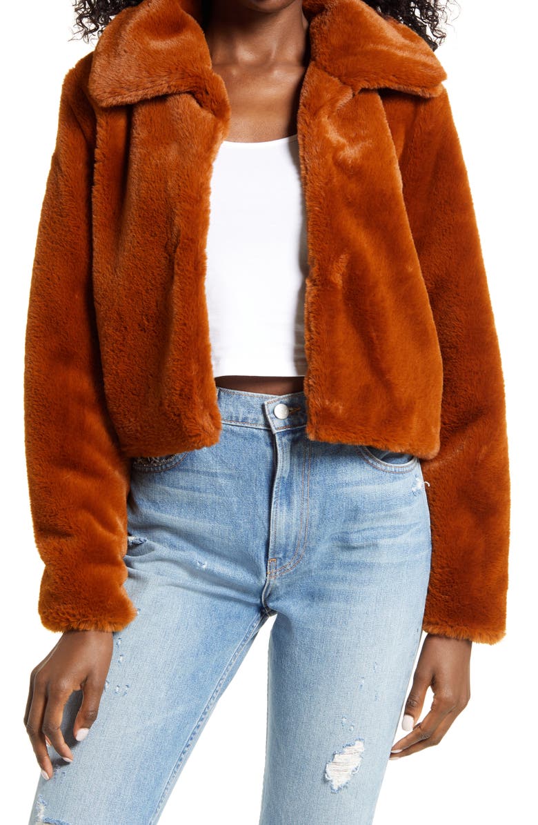 BLANKNYC Faux Fur Crop Jacket, Main, color,