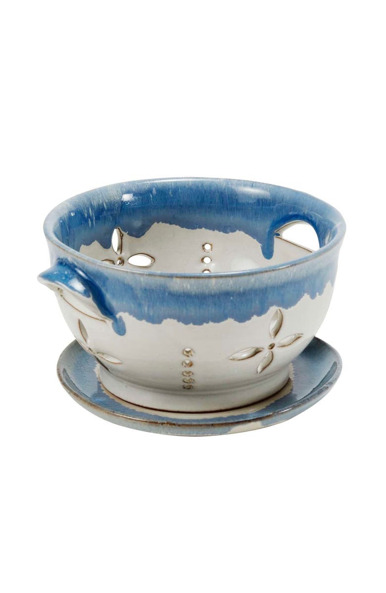 Ten Thousand Villages Bowl of Berries Colander, Main, color, White & Blue