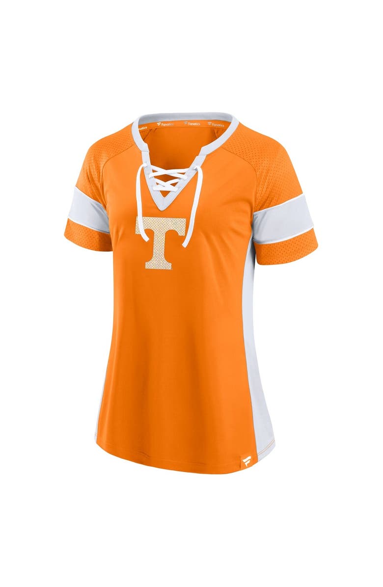 FANATICS Women's Fanatics  Tennessee Orange Tennessee Volunteers Unmasked Hero Block Party Athena Lace-Up Top, Alternate, color, Tennessee Orange