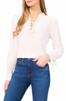 CeCe Tie Bow Long Sleeve Top