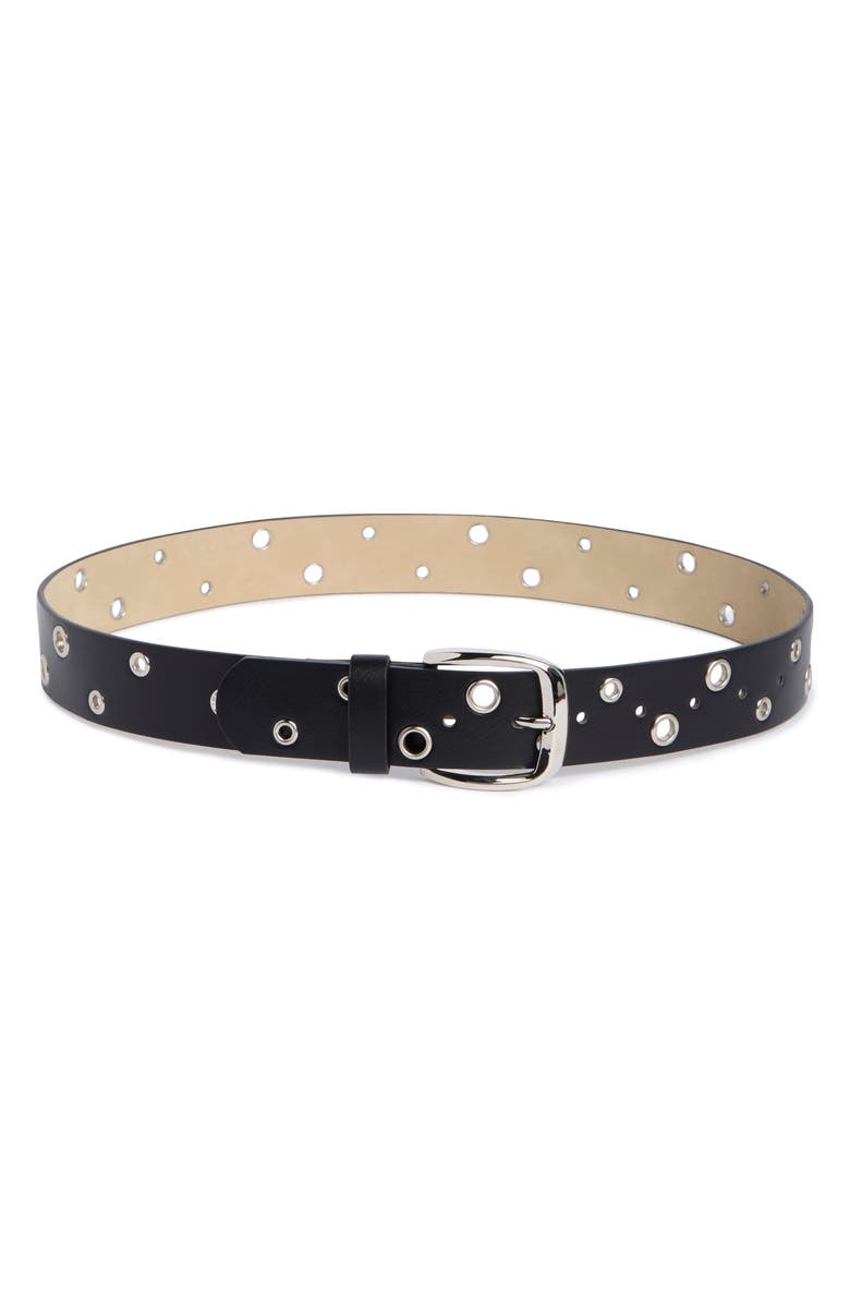 Steve Madden Textured Grommet Belt, Main, color, Black