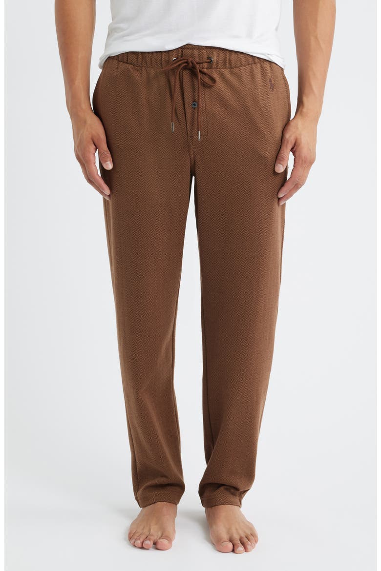 Herringbone Twill Pajama Pants, Main, color, BRANCH BROWN