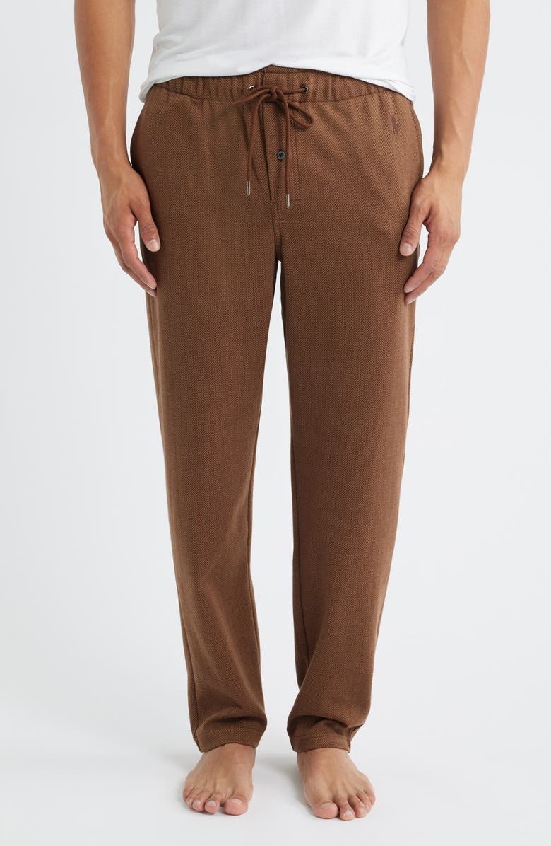 Polo Ralph Lauren Herringbone Twill Pajama Pants, Main, color, Branch Brown