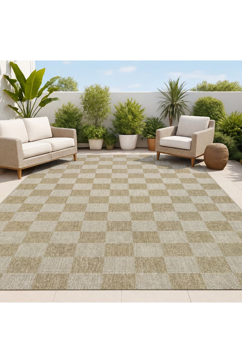 Mason Easy Jute Geometric Boho Checker Weave Indoor/Outdoor Area Rug, Alternate, color, Natural/Beige