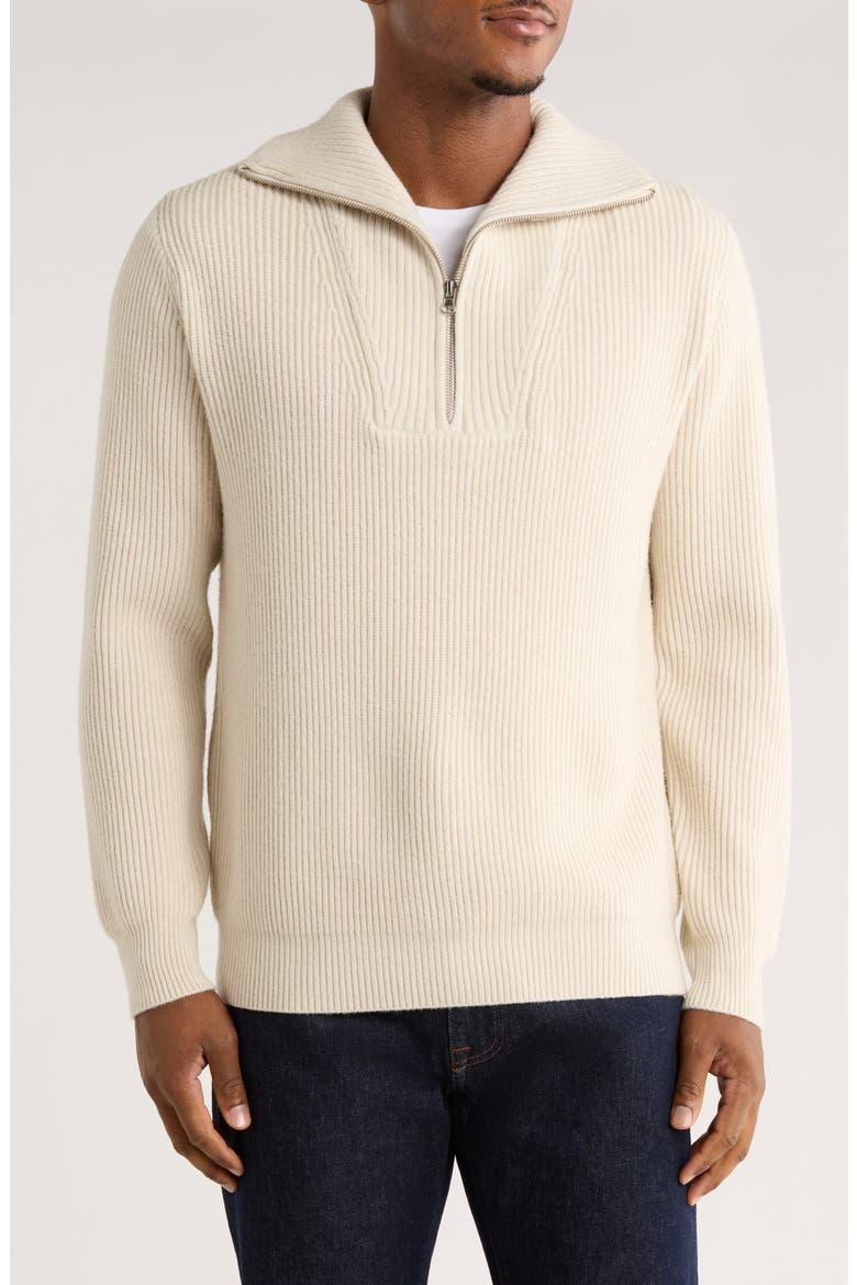 Quarter Zip Sweater, Main, color, LIGHT BEIGE HEATHER