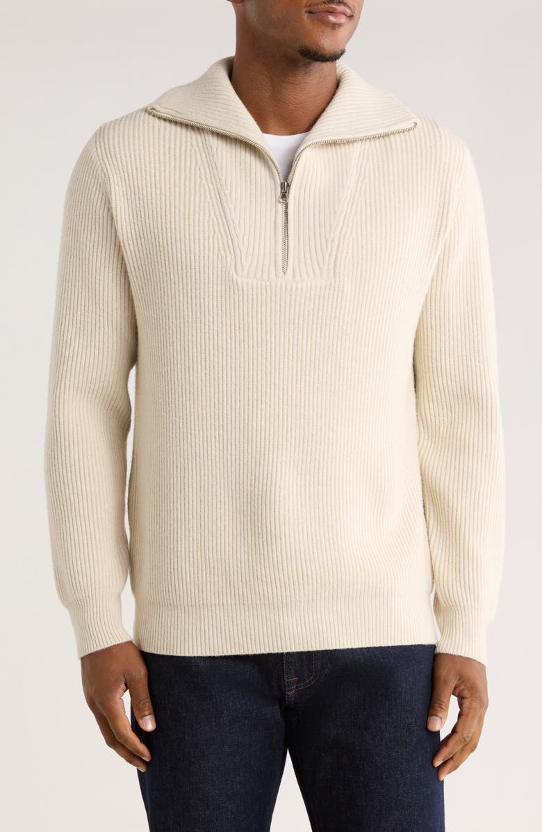 TRUTH Quarter Zip Sweater, Main, color, Light Beige Heather