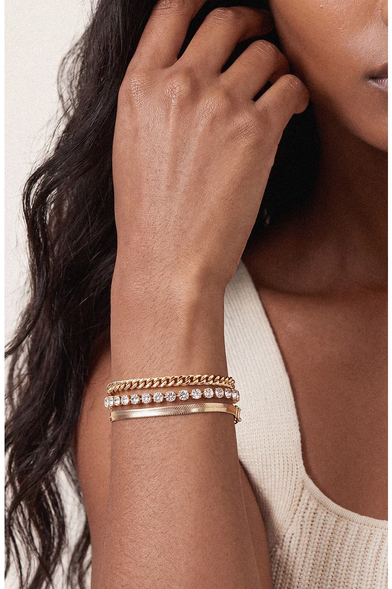 Set of 3 Chain Bracelets, Alternate, color, GOLD