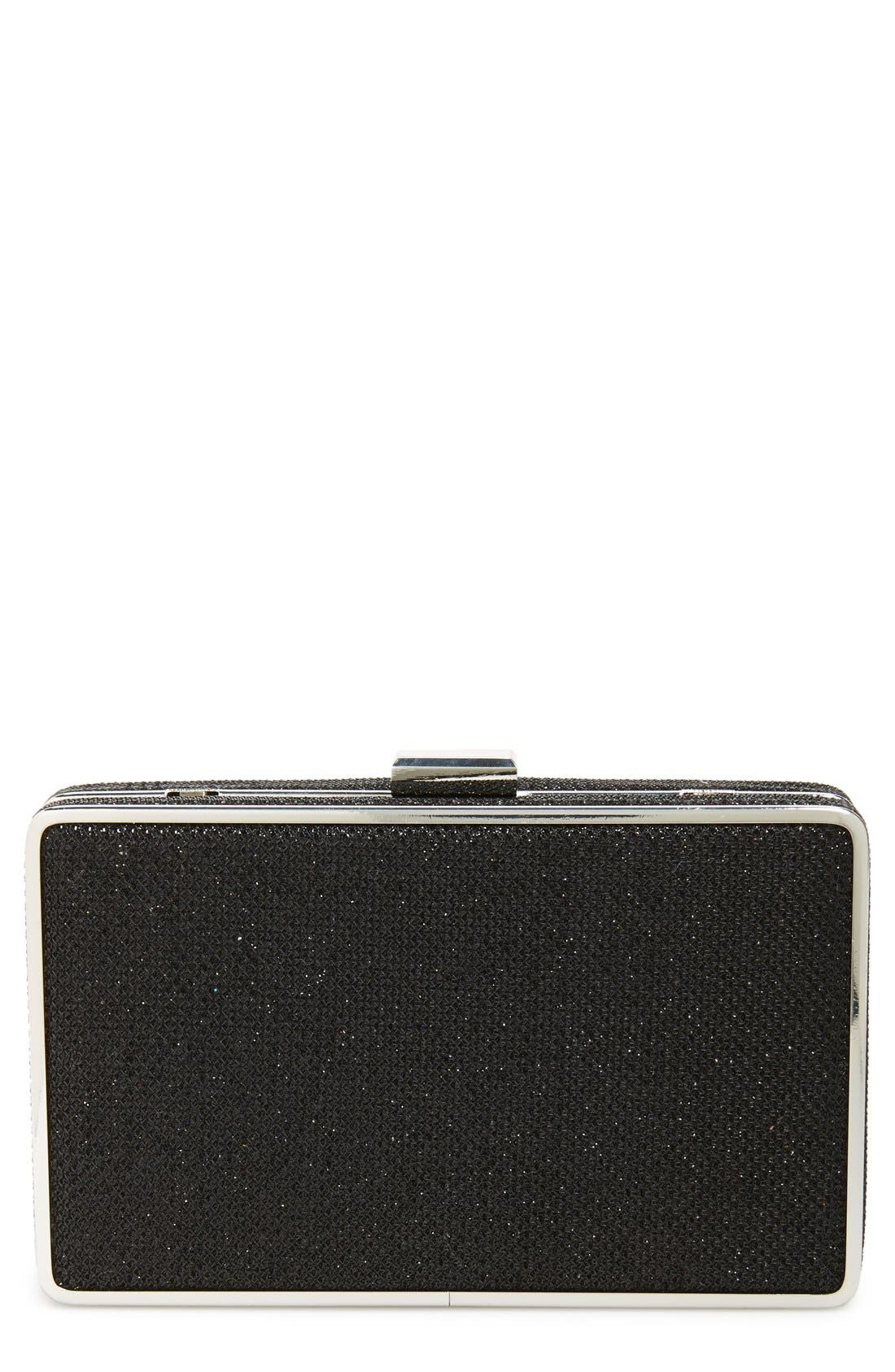 Jessica McClintock Metallic Box Clutch, Main, color, 