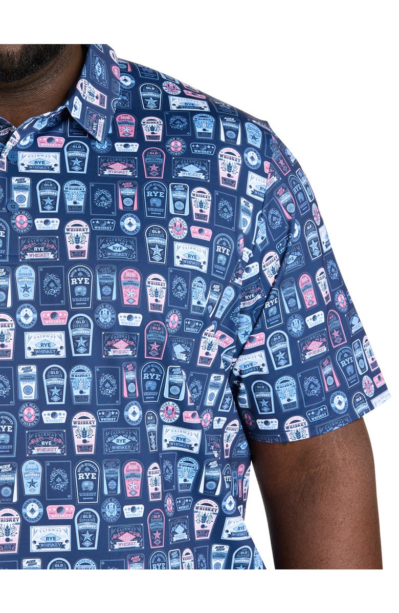 Callaway Big & Tall Whiskey Ace Printed Gold Polo Shirt, Alternate, color, Peacoat