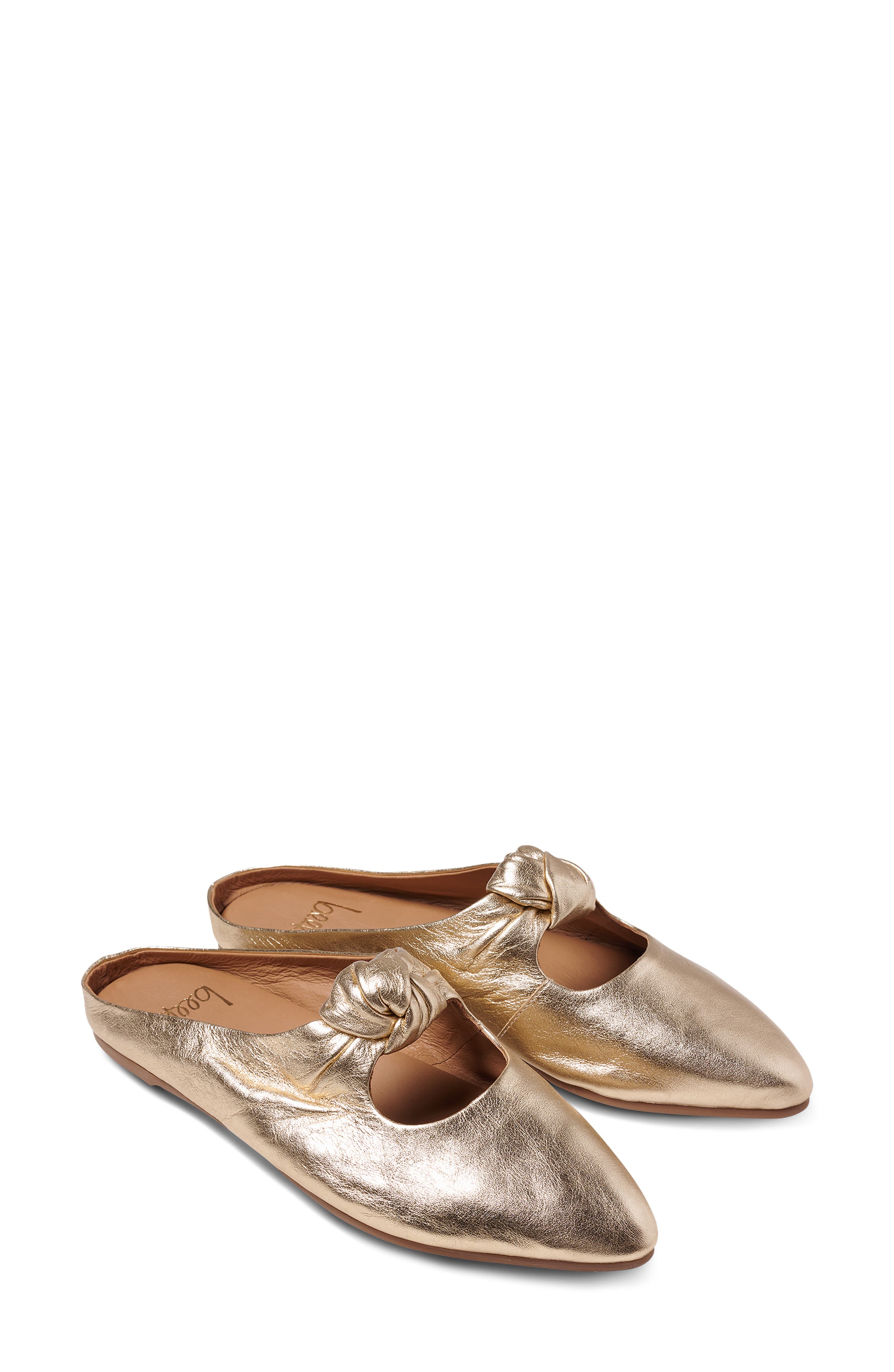 Noddy Leather Flat Mule, Main, color, GOLD