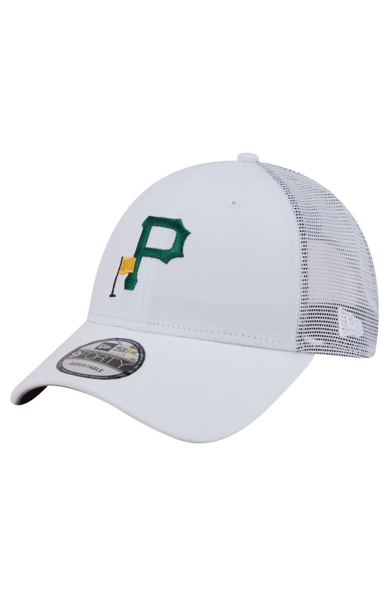 New Era Men's New Era  White Pittsburgh Pirates Flag 9FORTY Trucker Adjustable Hat, Main, color, White