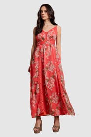 Oasis Lace Panelled Waist Pleated Maxi Dress