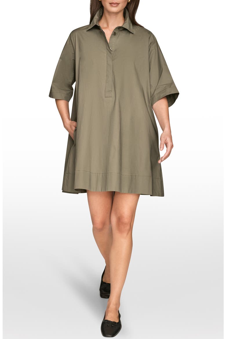 Elbow Sleeve Collar Dress, Main, color, KHAKI GREE