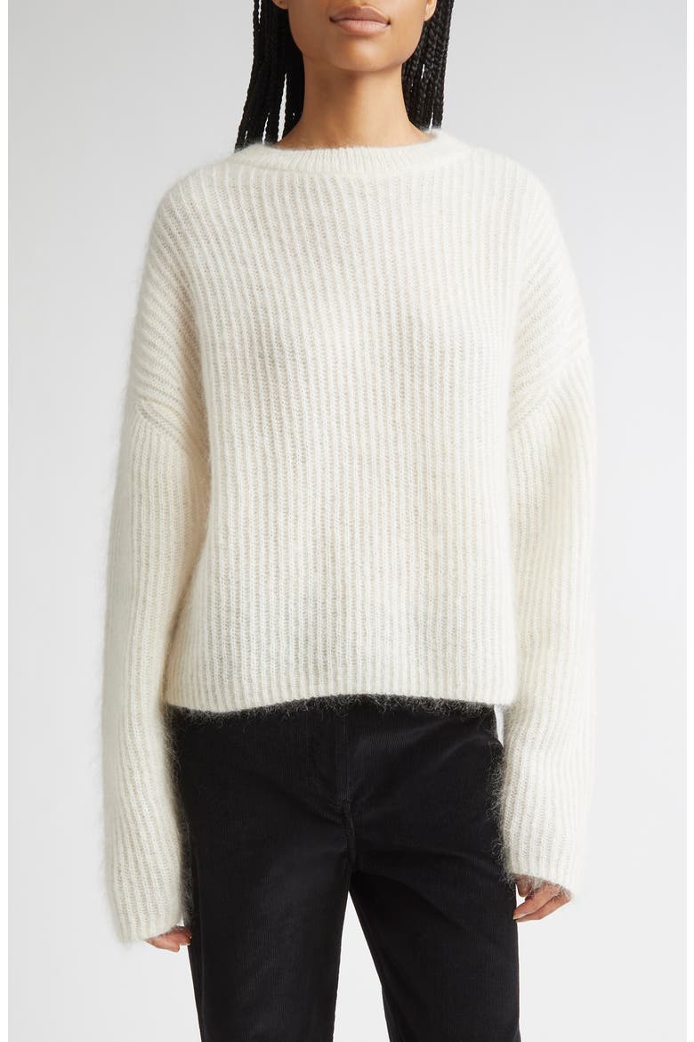 Mohair & Wool Blend Rib Sweater, Main, color, ECRU