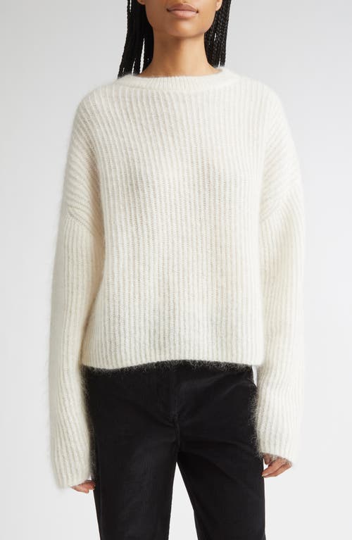 TOTEME Mohair & Wool Blend Rib Sweater in Ecru at Nordstrom, Size Large