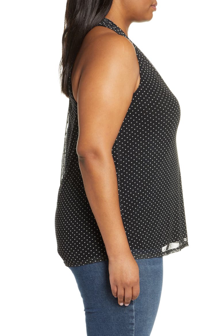 Dot Mesh Tank, Alternate, color, BLACK/ IVORY