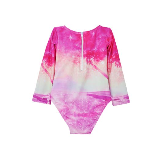 Flap Happy Girl's Upf 50+ Charlie Long Sleeverash Guard Swimsuit In Rainbow Splash