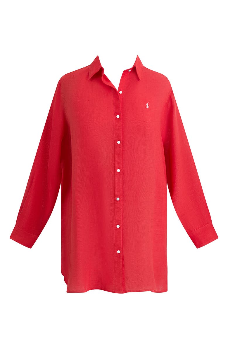 Polo Ralph Lauren Boyfriend Long Sleeve Cover-Up Tunic, Alternate, color, Cruise Red