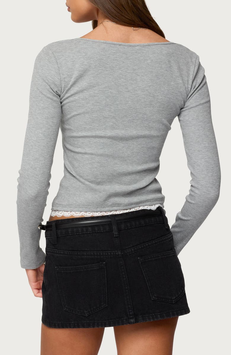 EDIKTED Joana Layered Lacy Henley Top, Alternate, color,