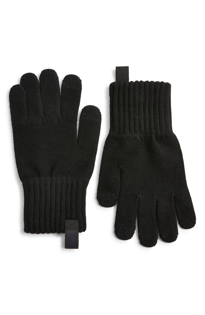 UGG<sup>®</sup> Lightweight Rib Gloves, Main, color, Black