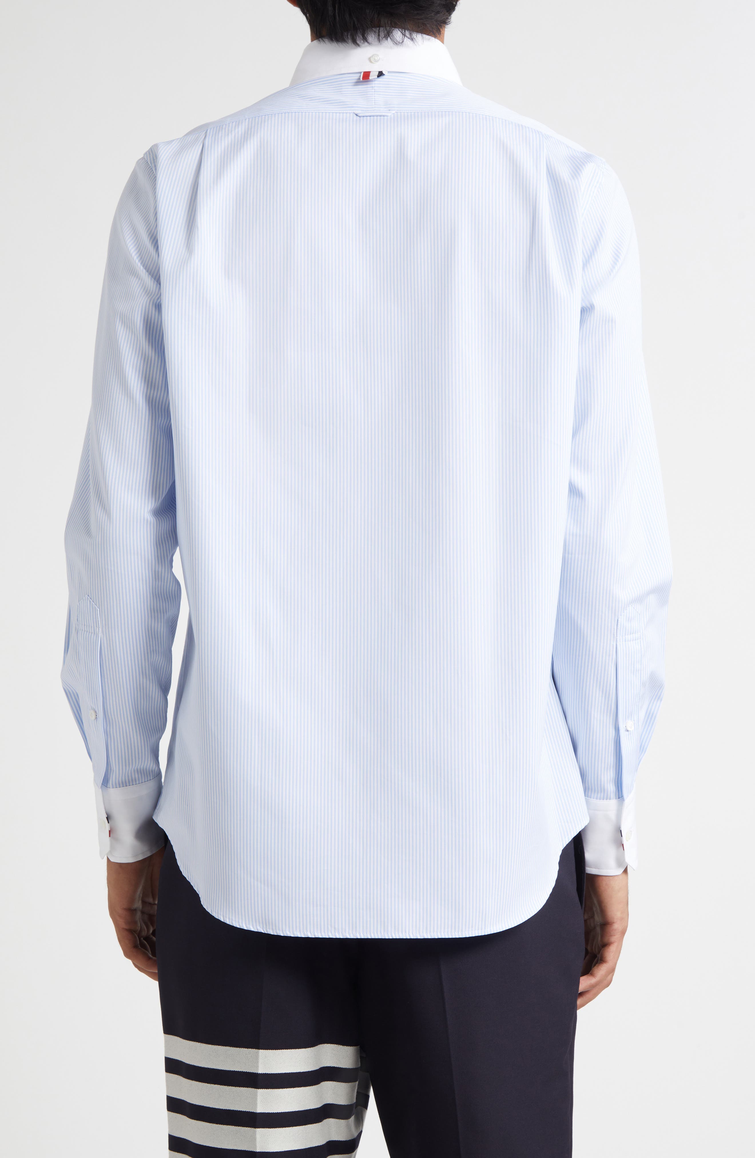 Micro University Stripe Straight Fit Cotton Poplin Button-Down Shirt - image 2