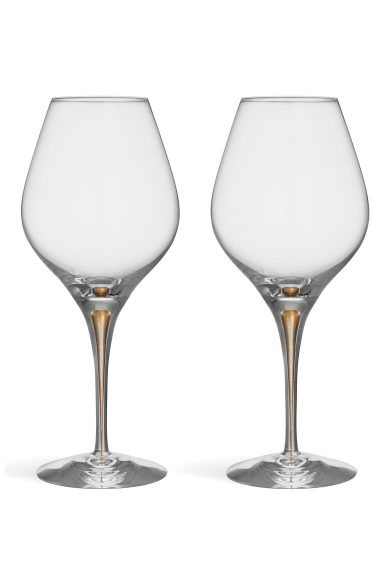 Intermezzo Gold Aroma Set of 2 Red Wine Glasses, Main, color, GOLD