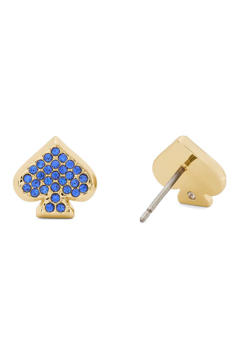 Everyday Spade Pave Stud Earrings, Alternate, color, SAPPHIRE