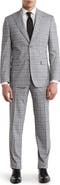 English Laundry Plaid Two Button Peak Lapel Trim Fit Suit