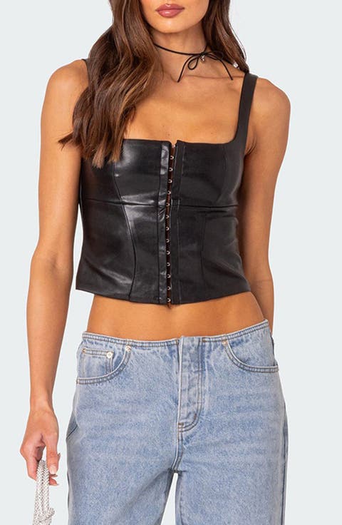 Simone Faux Leather Corset Top