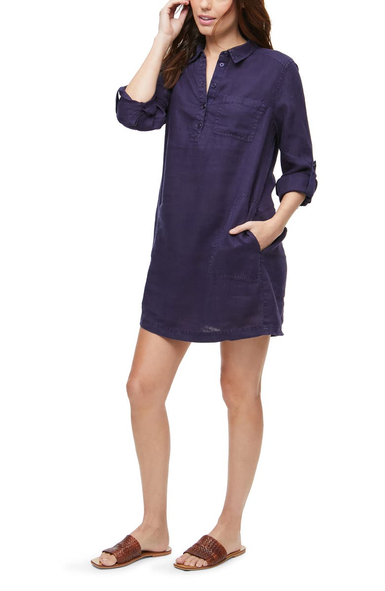 Michael Stars Eleanor Linen Shirtdress, Alternate, color, Admiral