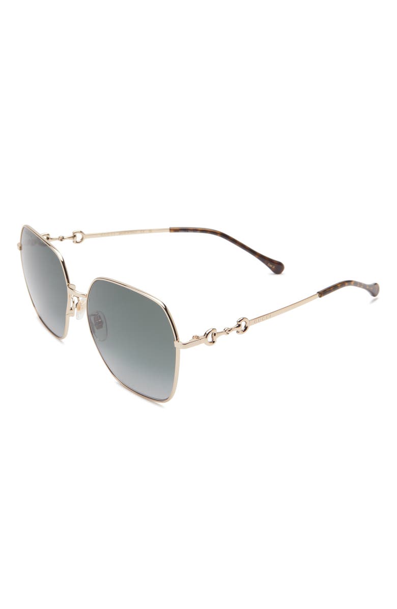 Gucci 60mm Square Sunglasses, Alternate, color, Gold Gold Grey