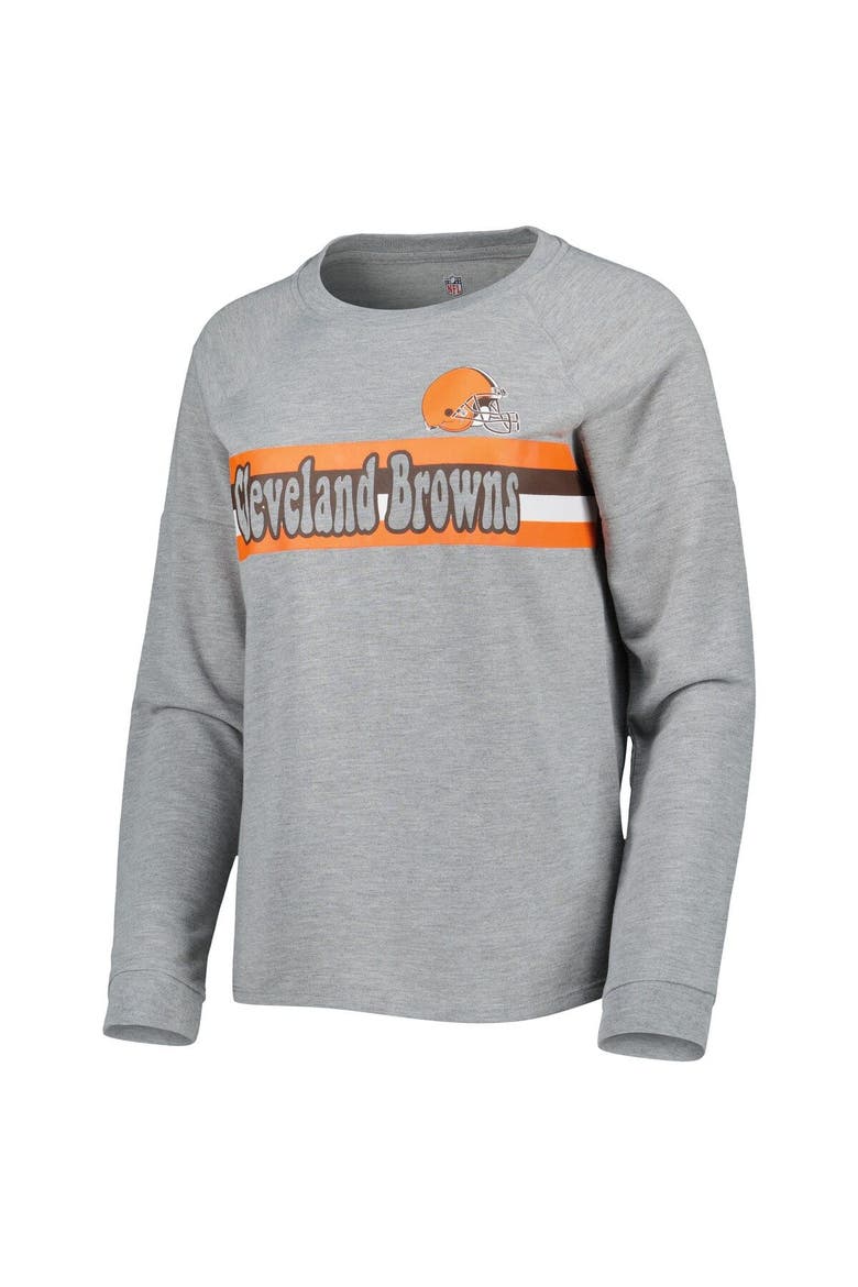 Juniors Heathered Gray Cleveland Browns All Striped Up Raglan Long Sleeve T-Shirt, Alternate, color, Heather Gray