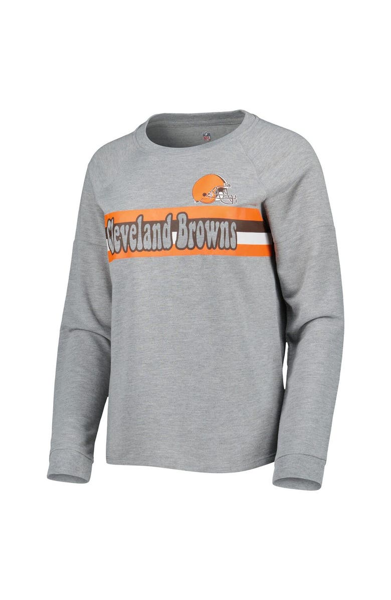 Outerstuff Juniors Heathered Gray Cleveland Browns All Striped Up Raglan Long Sleeve T-Shirt, Alternate, color, Heather Gray