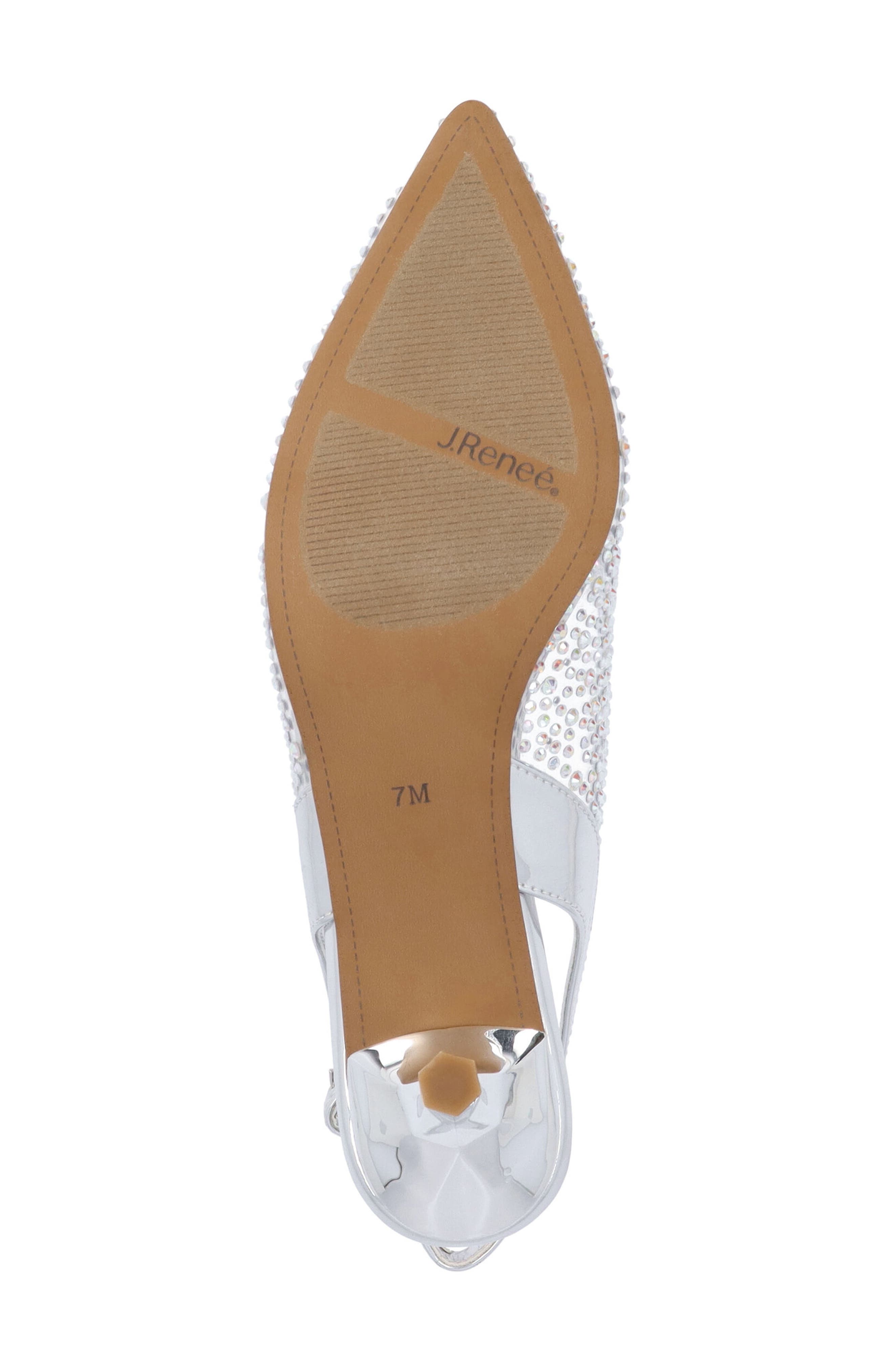 J. Reneé Ferryanne Slingback Pointed Toe Kitten Heel Pump, Alternate, color, Clear/ Silver